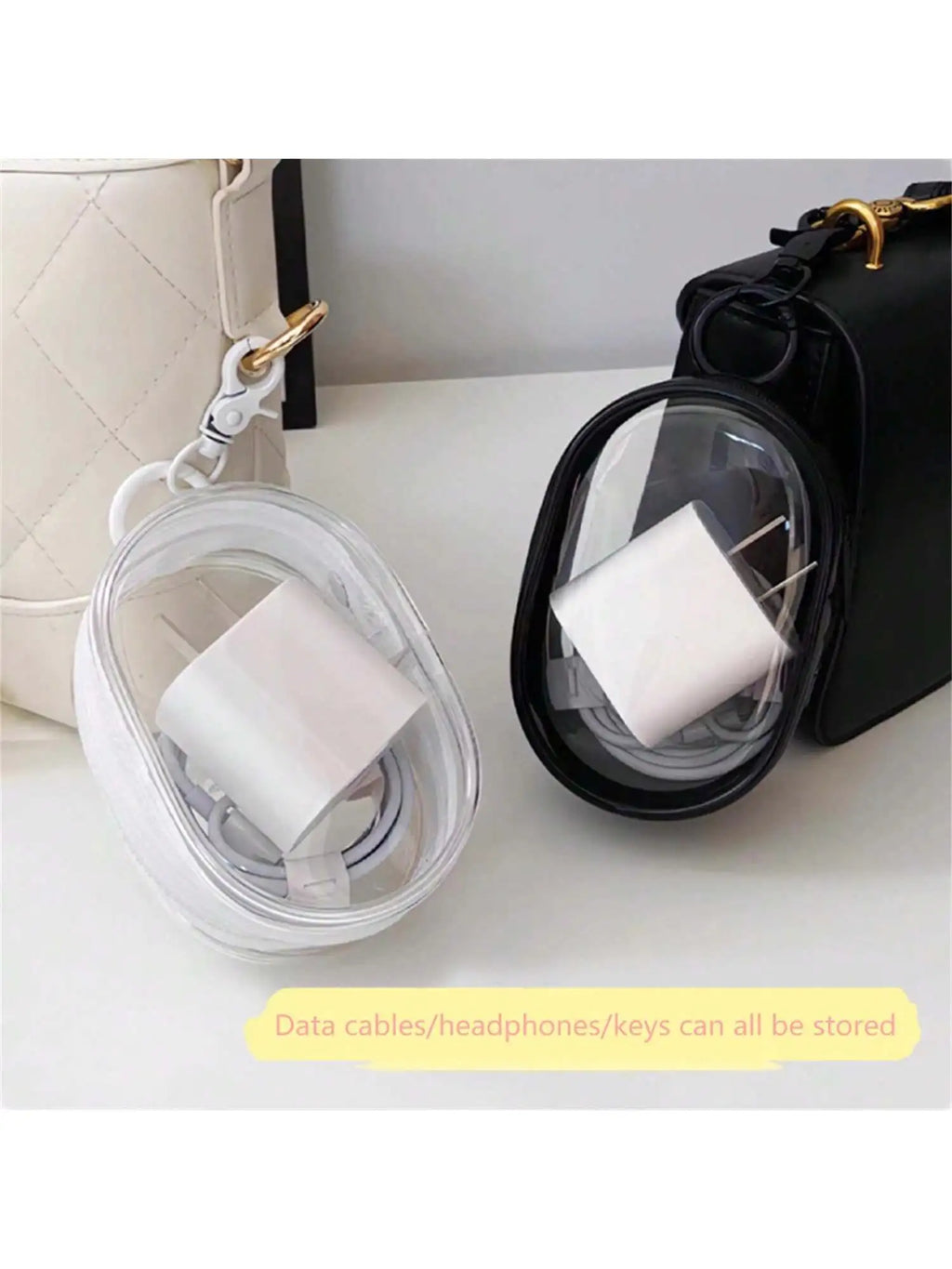 Transparent PVC Cable Storage Bag for Travel & Outdoor Use Cable Organizer Bag Qme