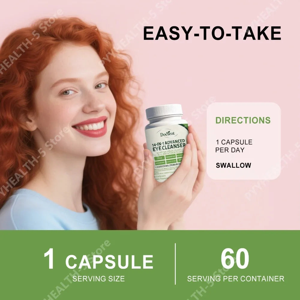 14-in-1 Eye Support Capsules – Lutein & Zeaxanthin, 60ct Eye Health Supplement Qst