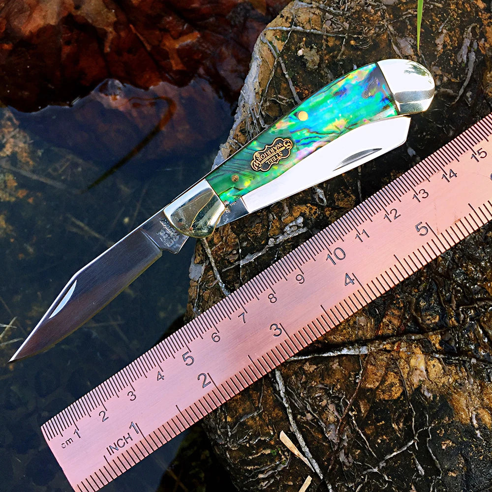 Watchman Slip Joint Folding Pocket Knife – Green Resin Handle Folding Pocket Knife Qst