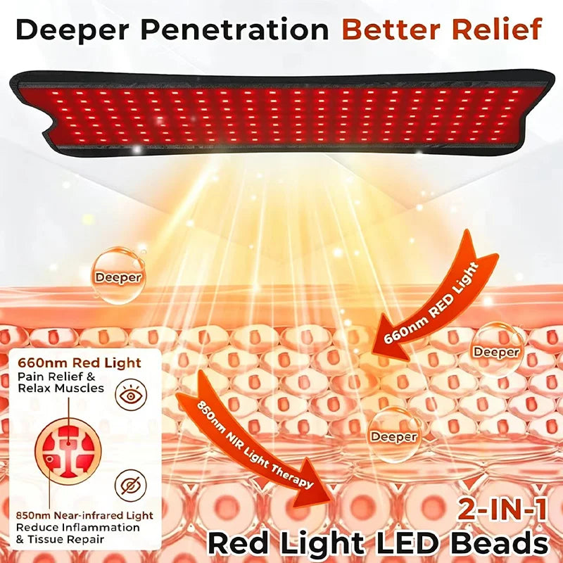 140 LED Red Light Therapy Belt 660nm 850nm Near Infrared Light Therapy Belt Qst