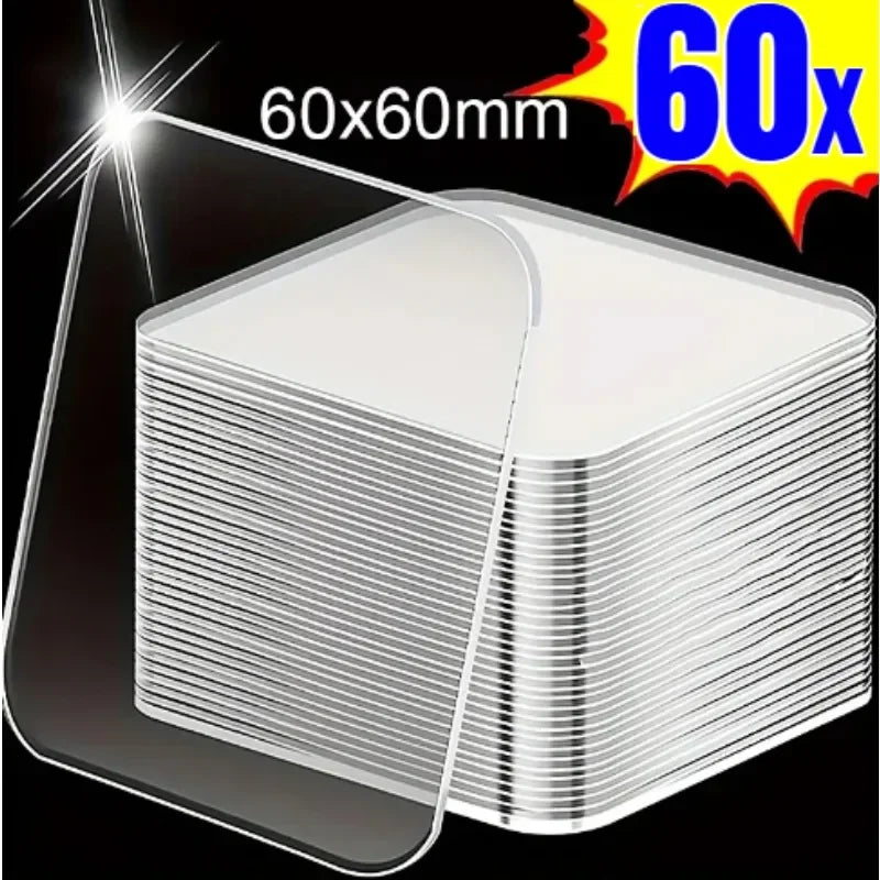 Strong Double-Sided Nano Adhesive Tape – Clear Square Wall Pads Nano Adhesive Tape Qme