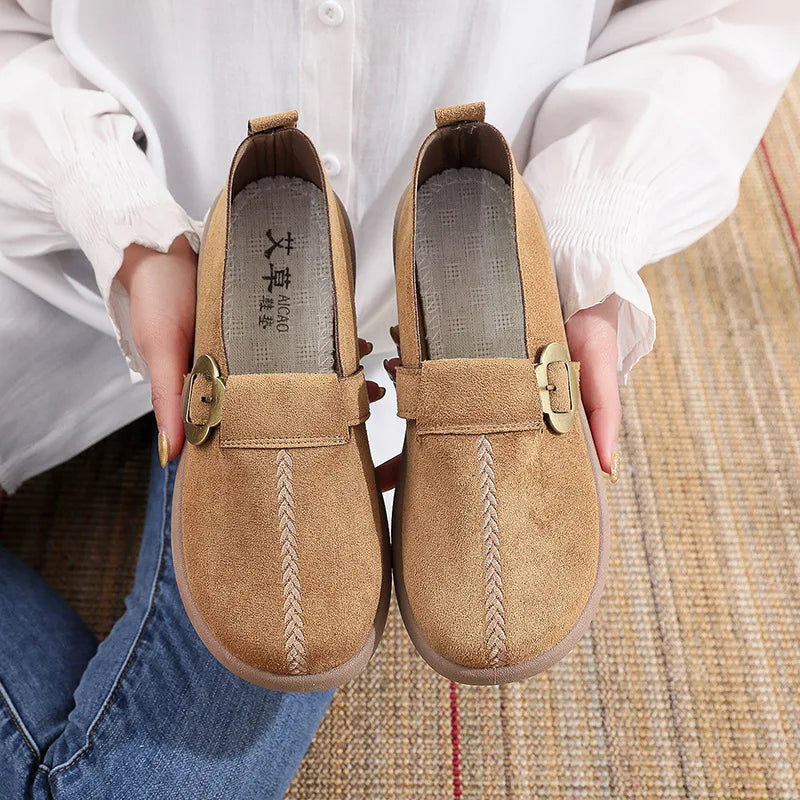 Women's Retro Flat Loafers – Thick Sole Non-Slip Casual Shoes Women's Flat Loafers Qst