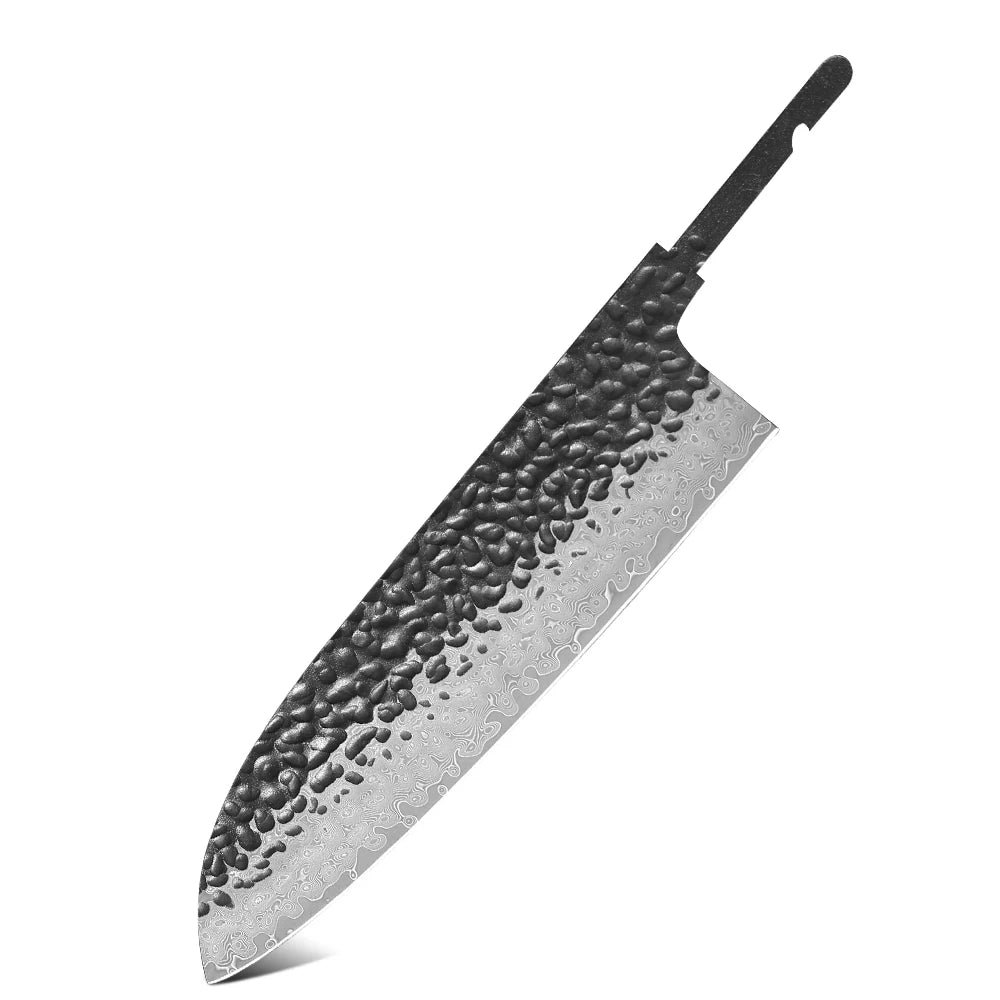 TURWHO Damascus VG10 Blank Knife Blades – DIY Chef Knife Set Blank Knife Blade Qst 7 inch Santoku