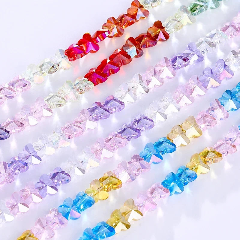 Colorful Glass Butterfly Crystal Beads for Jewelry Making | 8pc Set Jewelry Making Beads Qme