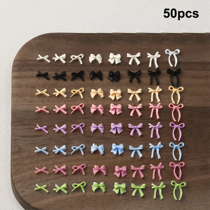 50Pcs 3D Ribbon Bowtie Nail Art Charms – Resin Nail Decor Nail Art Charms Qst