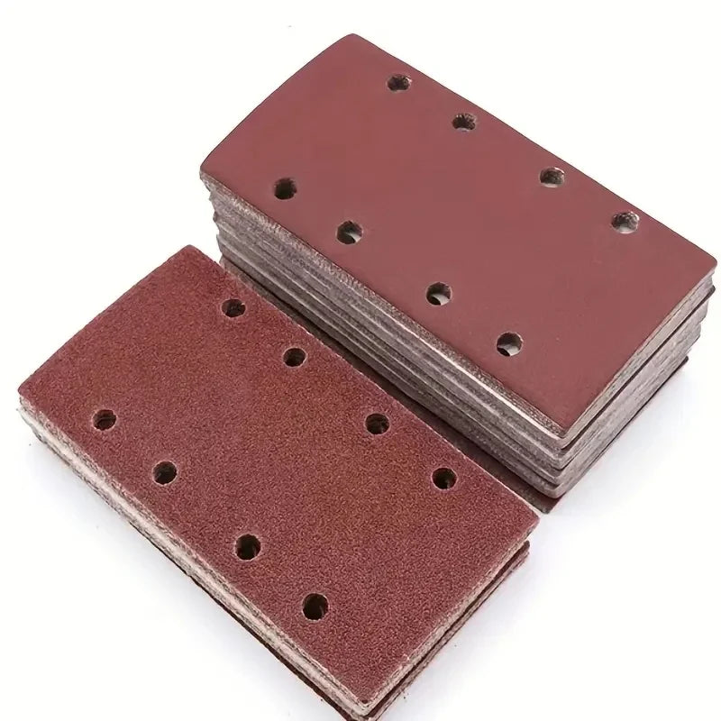 8-Hole Self-Adhesive Flocked Sandpaper Sheets – Assorted Grits Sanding Sheets Qme