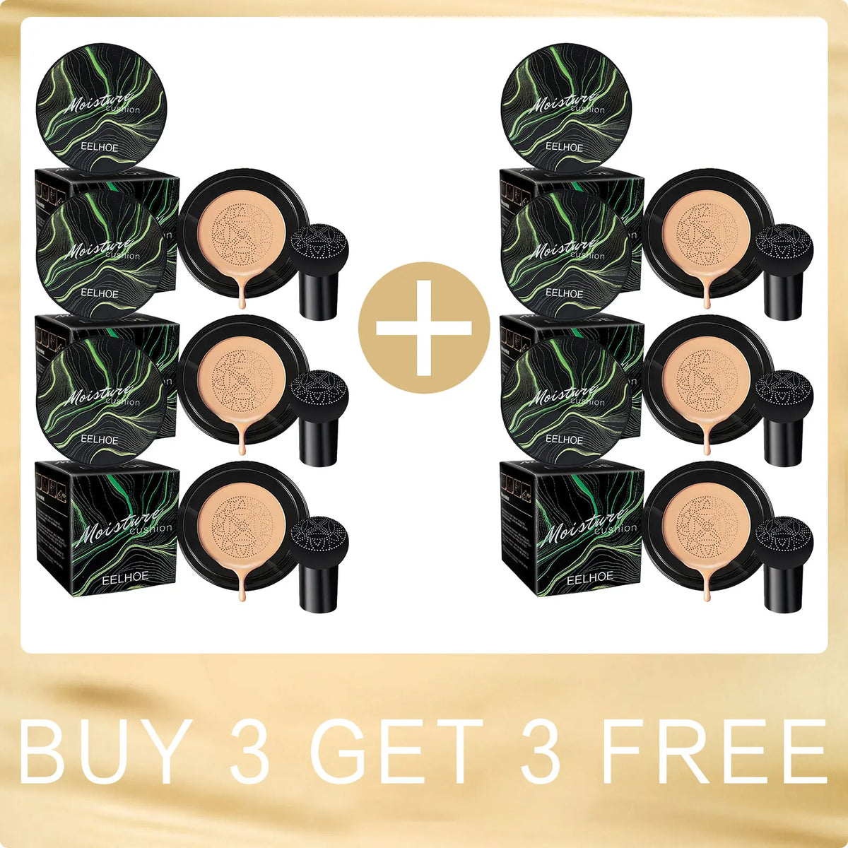 EELHOE Mushroom Head Air Cushion CC Cream – Waterproof Foundation Air Cushion Foundation Qst Brown Buy3 for3Free