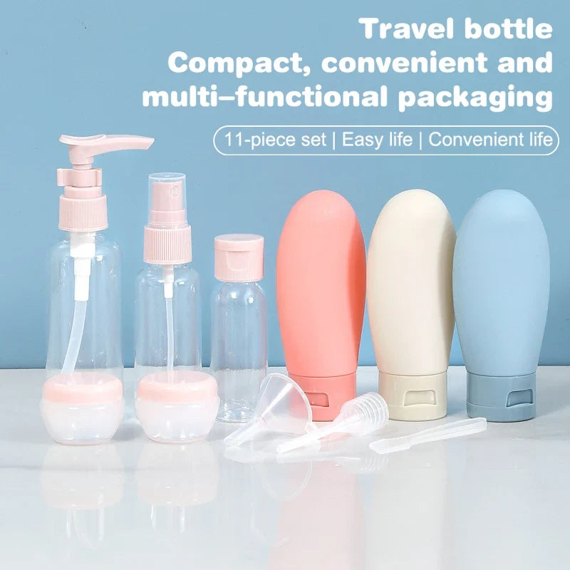 11-Piece Travel Refillable Bottle Set for Cosmetics & Lotion Travel Bottle Set Qme