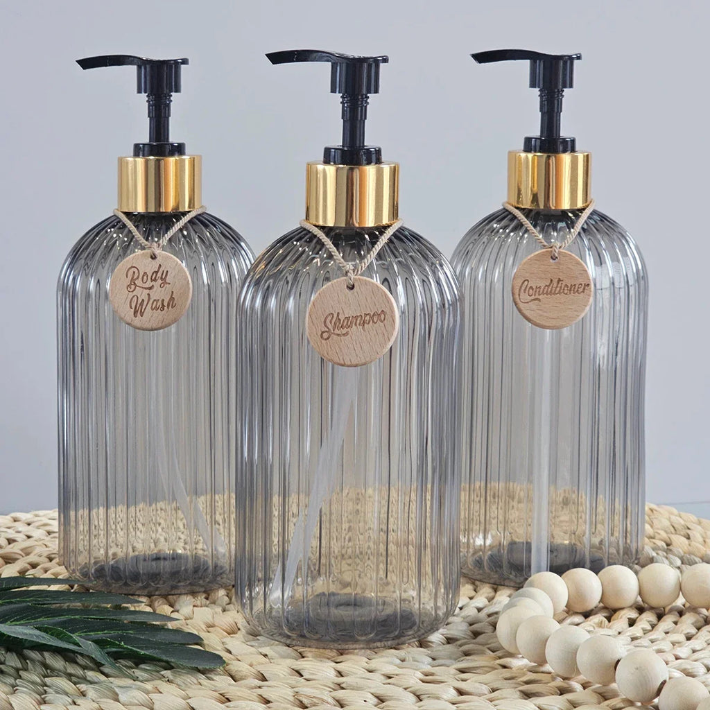 Elegant 500ml Shampoo Conditioner Body Wash Dispenser Bottles Bathroom Dispenser Set Qme