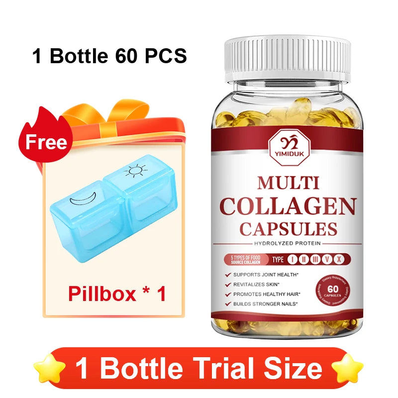YIMIDUK Multi Collagen Peptides 1500mg – Skin, Hair & Nails Collagen Supplement Qst 60pcs - Trial
