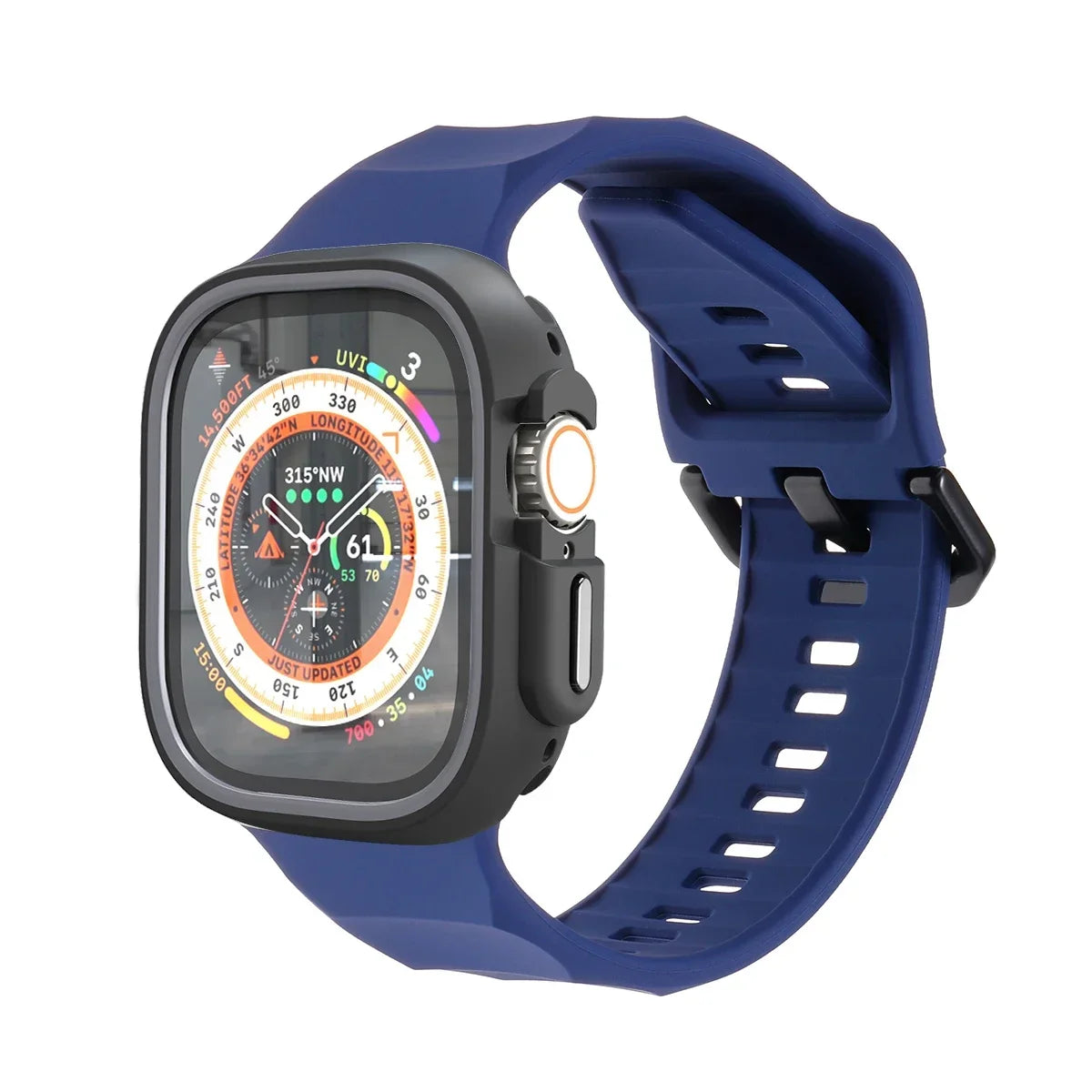 Silicone Sport Strap & Case for Apple Watch Ultra 2/9/8/7/SE/5 Watch Strap & Case Qme Gray DarkU 44mm Series SE 456