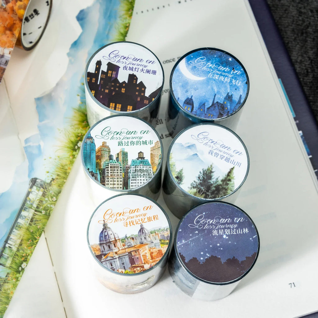 Romantic Journey Washi Tape 45mm x 2m | DIY Scrapbooking Decorative Washi Tape Qme