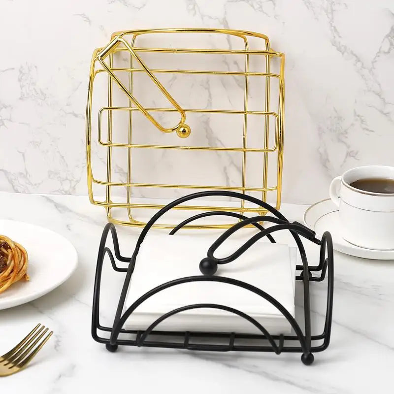 Square Metal Napkin Holder with Weighted Arm | Farmhouse Style Napkin Holder Qst