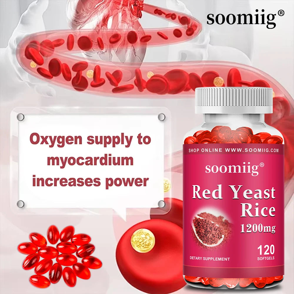 Red Yeast Rice 1200mg + CoQ10 100mg Capsules – 120ct Dietary Supplement Qst