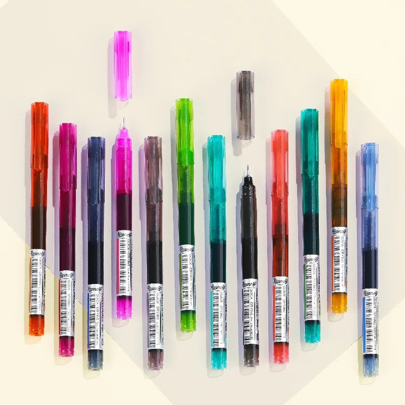 12-Color Needle Tip Gel Pens | 0.5mm Quick-Dry Smooth Ink Set Gel Pen Set Qme