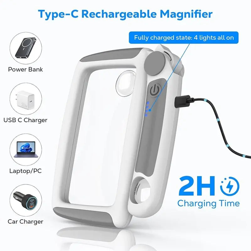 Foldable Rechargeable Magnifying Glass with LED Light 2x 8x 20x Handheld Magnifier Qme