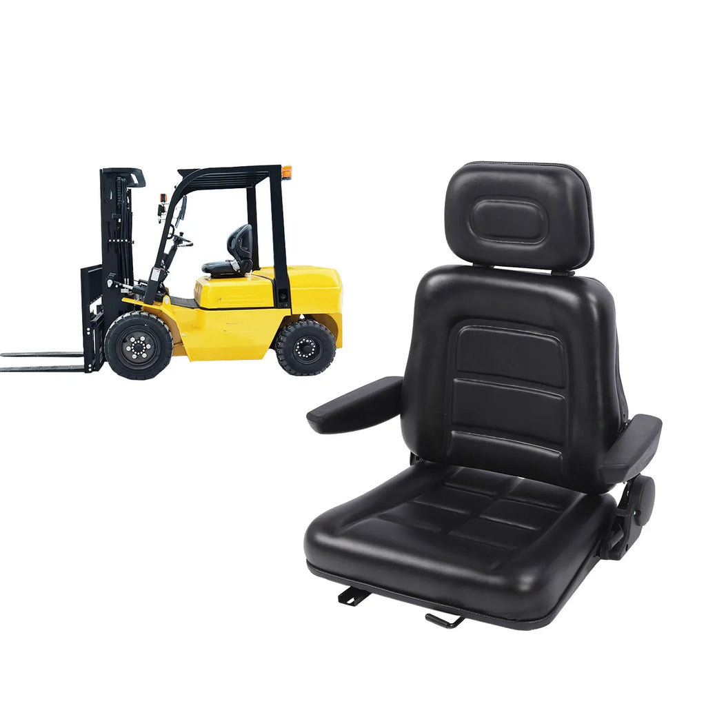 Ergonomic Forklift & Mower Seat | Slide Rail, PVC Leather Heavy Equipment Seat Qme