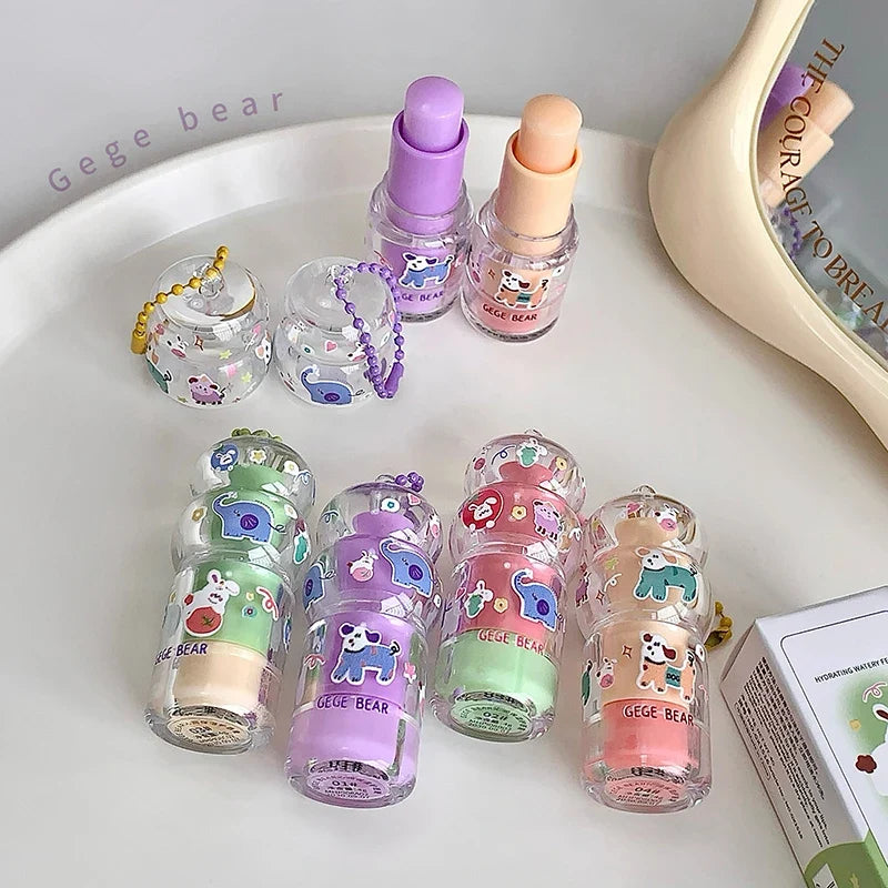 Gege Bear Fruit-Flavored Hydrating Lip Balm Keychain Pendant Hydrating Lip Balm Qme