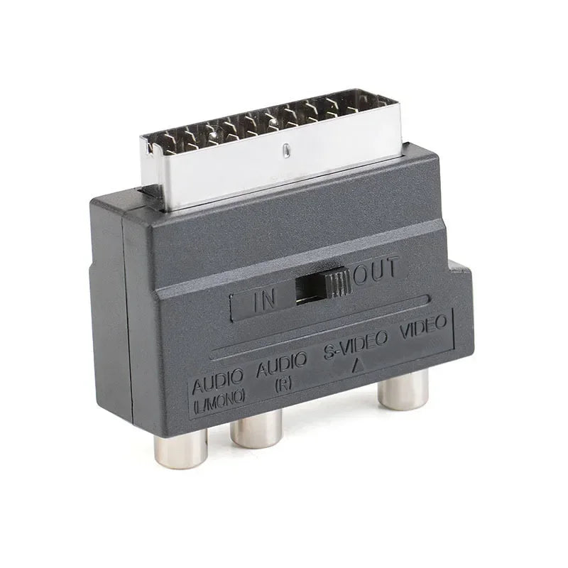SCART to 3 RCA S-Video Adapter | Composite AV Converter AV Cable Adapter Qme