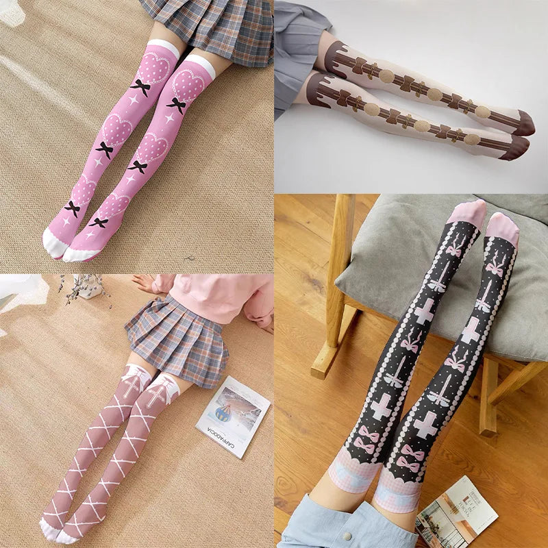 Lolita Thigh-High Stockings | Cute Cartoon Knee Socks for Women Thigh-High Stockings Qme