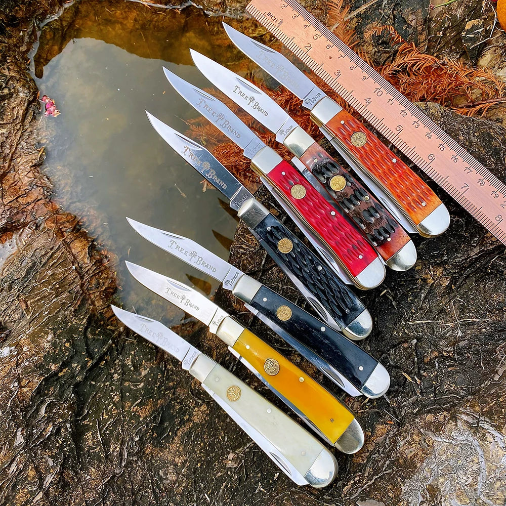 Z.QIAN Bone Handle Slip Joint Multi-Blade Folding Pocket Knife Folding Pocket Knife Qst