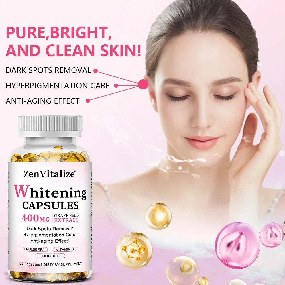 Whitening Capsules – Vitamin C, E & Grape Seed Extract | Bcuelov Whitening Supplement Qst