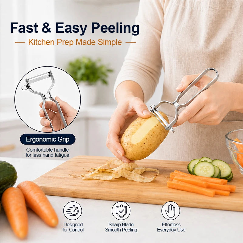 Y Stainless Steel Fruit & Vegetable Peeler – 90° Swivel Blade Vegetable Peeler Qst