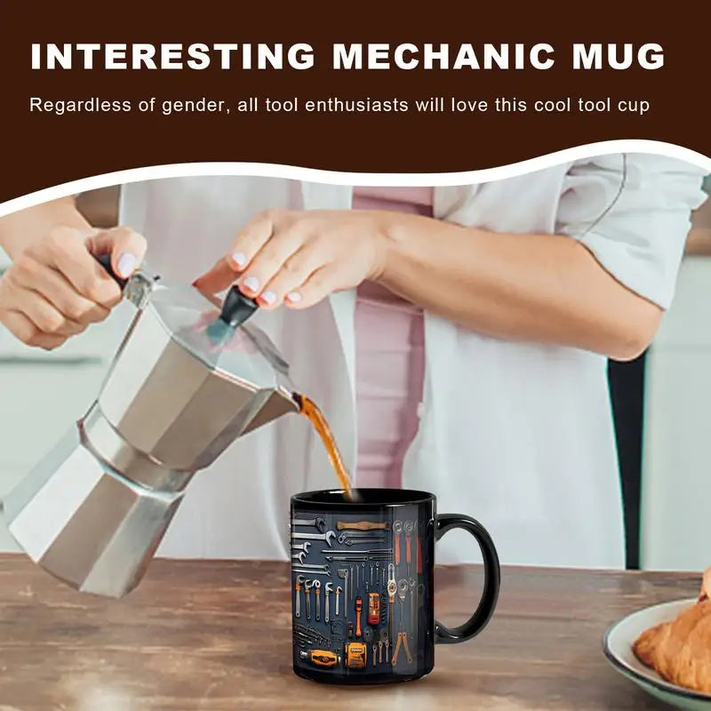 Mechanic Toolbox Ceramic Coffee Mug – Bright Colors | 325ml Novelty Ceramic Mug Qme