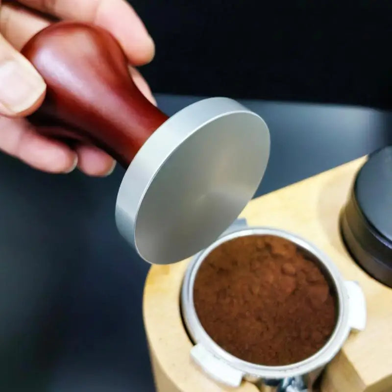 Solid Wood Handle Espresso Coffee Tamper | Flat Base Press Espresso Coffee Tamper Qme