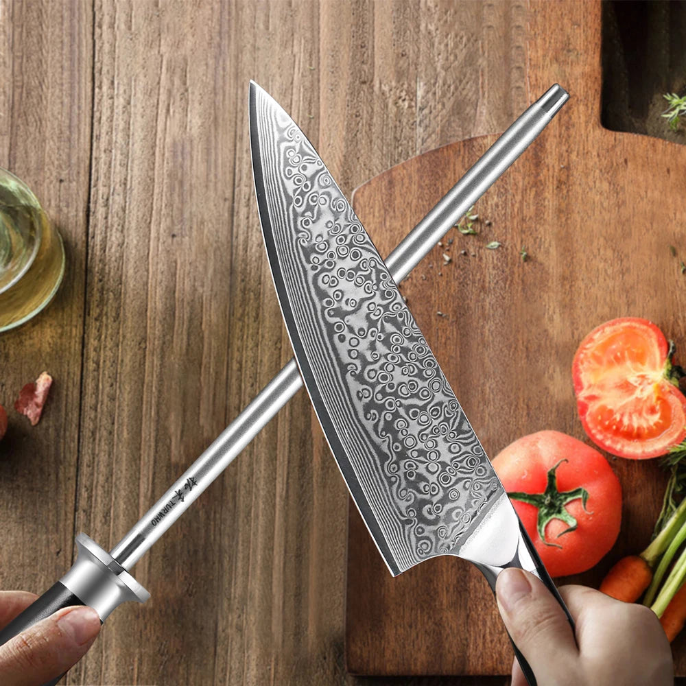 TURWHO 9" Diamond Honing Steel Rod – 600 Grit Knife Sharpener Knife Honing Rod Qst