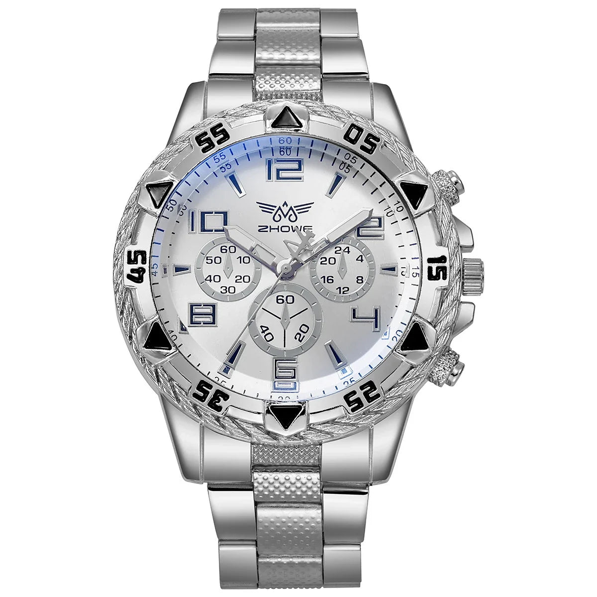 Men's Chronograph-Style Steel Band Casual Watch Men's Casual Watch Qme