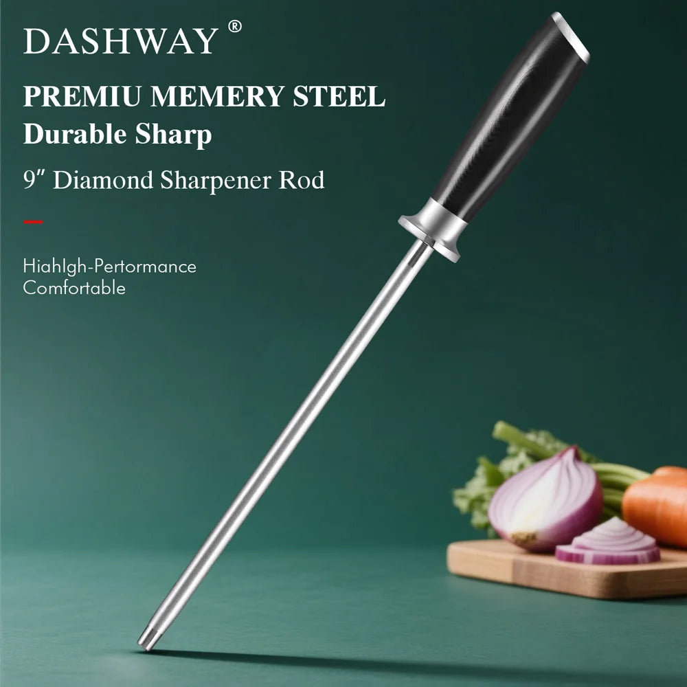 DASHWAY Diamond Honing Rod 23cm | 600 Grit Knife Sharpener Knife Sharpening Rod Qst