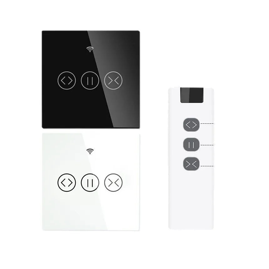 WiFi Smart Curtain Switch – Tuya App Control, Tempered Glass Smart Curtain Switch Qst
