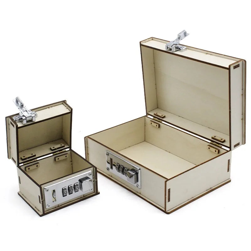 3D Wooden Mechanical Password Treasure Box DIY Model Kit DIY Wooden Model Kit Qme