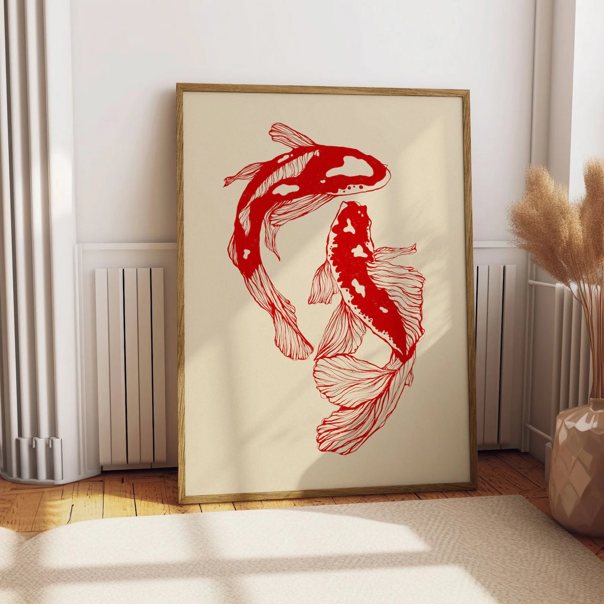 Japanese Koi Fish Canvas Poster | Minimalist Zen Wall Art Canvas Wall Art Qst ZWD31380 30x40cm Unframed