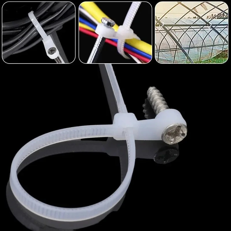 500-Pack Reusable Nylon Cable Ties with Screw Hole | 4×150mm Reusable Cable Ties Qme