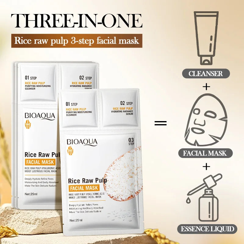 White Rice Face Mask Set – Brightening & Moisturizing Face Mask Set Qst