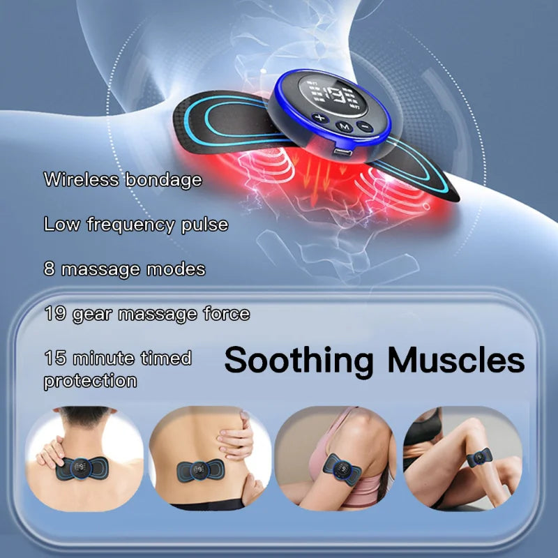 EMS Neck & Shoulder Massager – 8 Modes, Rechargeable Patch Electric Neck Massager Qst