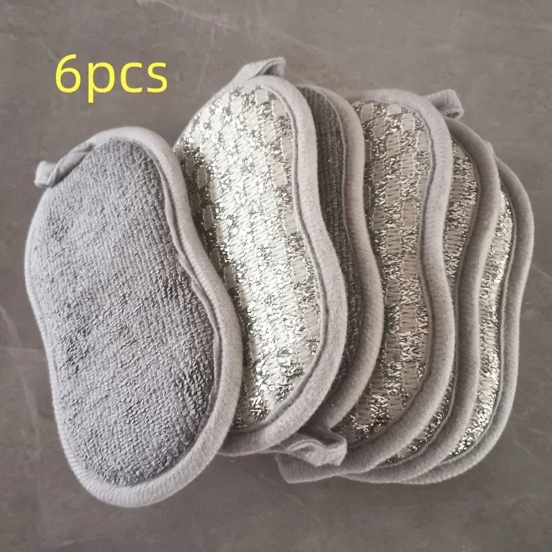 Double-Sided Silver Wire Sponge Block – Reusable Kitchen Scrubber Kitchen Sponge Scrubber Qme