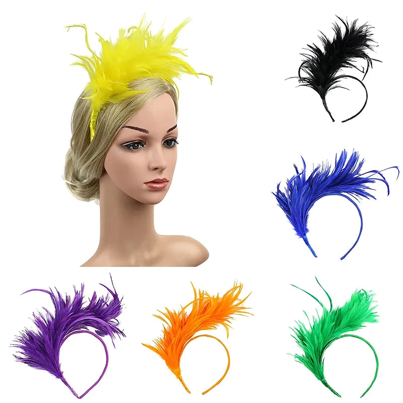 Feather Hair Band for Party, Prom & Carnival – One Size Feather Hair Band Qst