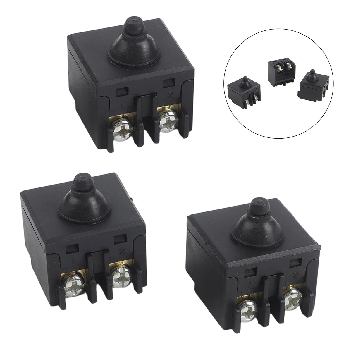 3-Pack Push Button Switch Replacement for Bosch GWS6100 Grinder Power Tool Switch Qme Default Title
