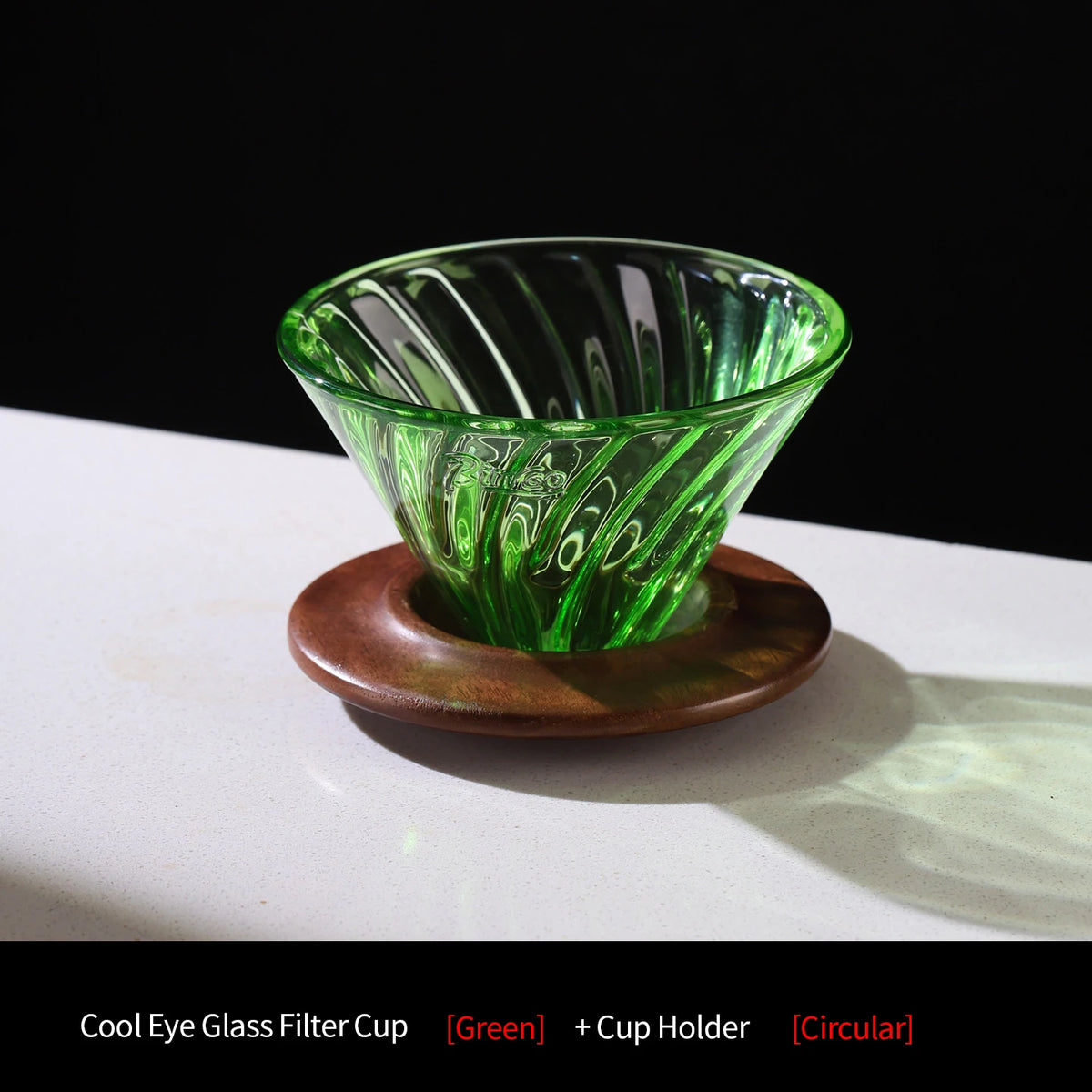 Purple Borosilicate Glass Pour Over Coffee Dripper & Wood Base Pour Over Dripper Qst Orange