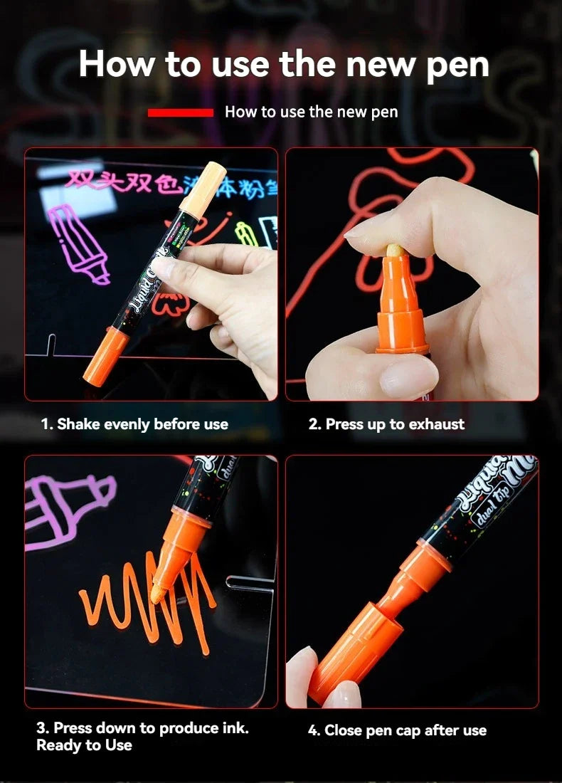Erasable Liquid Chalk Markers – Reversible Tips for Glass & Chalkboard Liquid Chalk Markers Qme