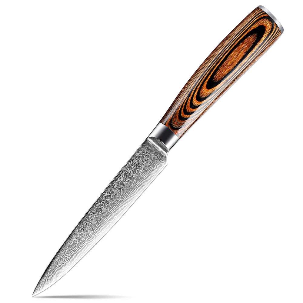 XITUO Damascus Steel Kitchen Knife Set – Colored Wood Handle Kitchen Knife Set Qst Utility Knife