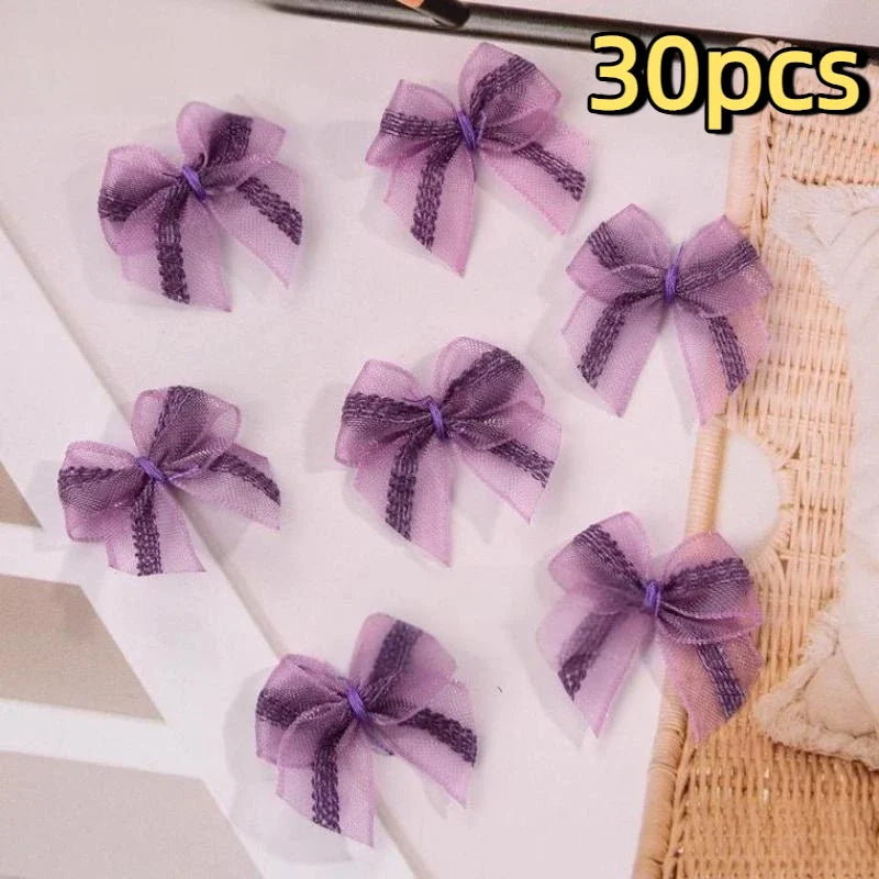 Mini Satin Mesh Ribbon Bows – Multicolor Lace DIY Craft Bowknot Craft Ribbon Bows Qme