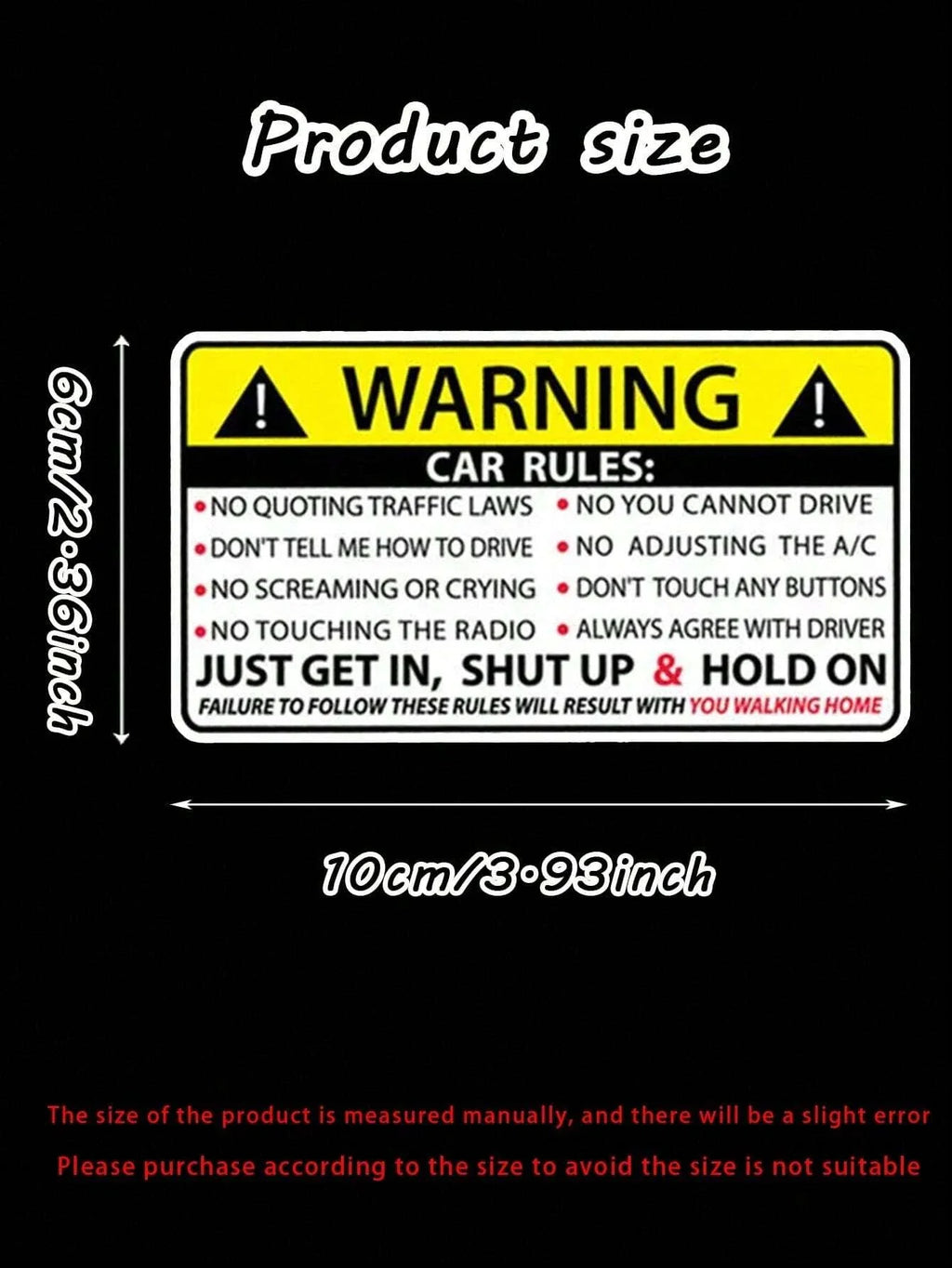 Car Safety Warning Stickers – Waterproof PVC Vinyl Decals Car Vinyl Decals Qme