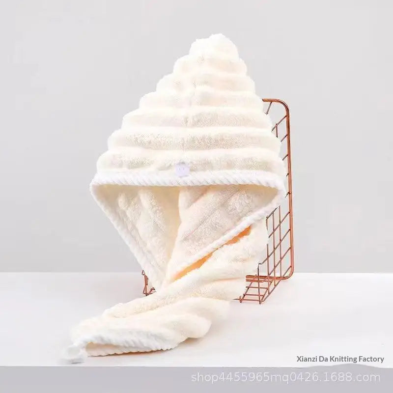 Women's Quick Dry Hair Towel Cap – Super Absorbent Wrap Hair Towel Cap Qst Beige