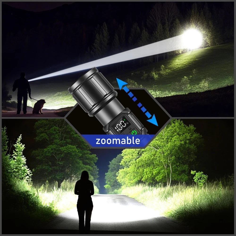 Super Bright Rechargeable LED Flashlight – 9 Modes, Magnetic Tactical Flashlight Qst