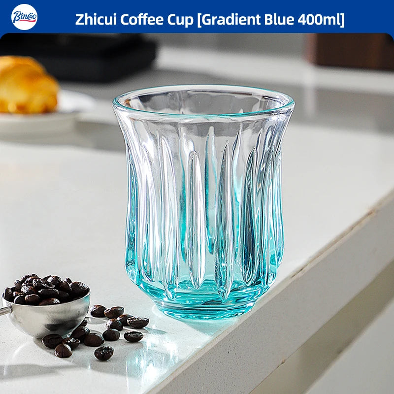 Bincoo Retro Glass Coffee Cup – Espresso Latte 90–400ml Glass Coffee Cup Qst Gradient Blue 400ml