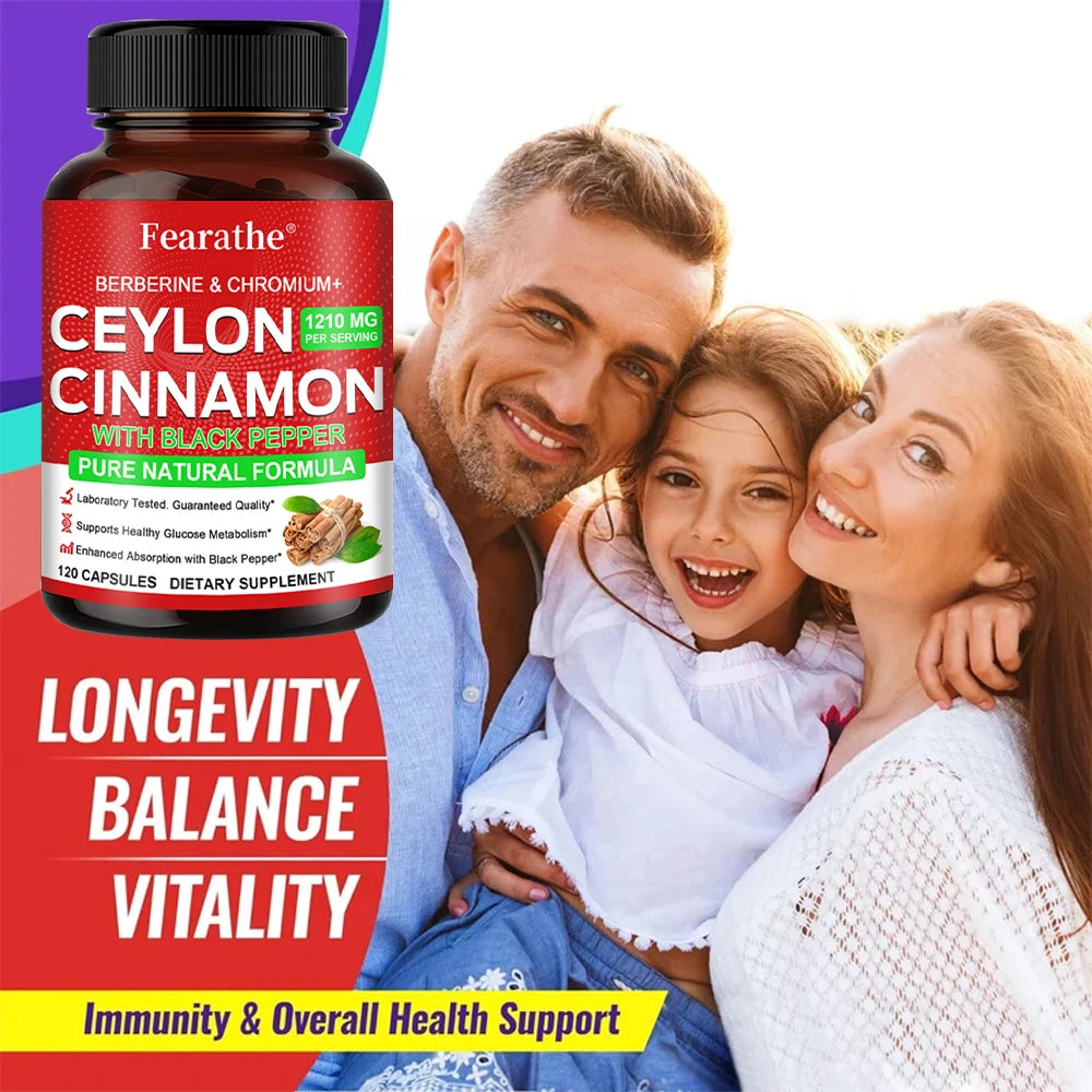 Berberine & Ceylon Cinnamon 1200mg Capsules – 120 Count Herbal Supplement Qst
